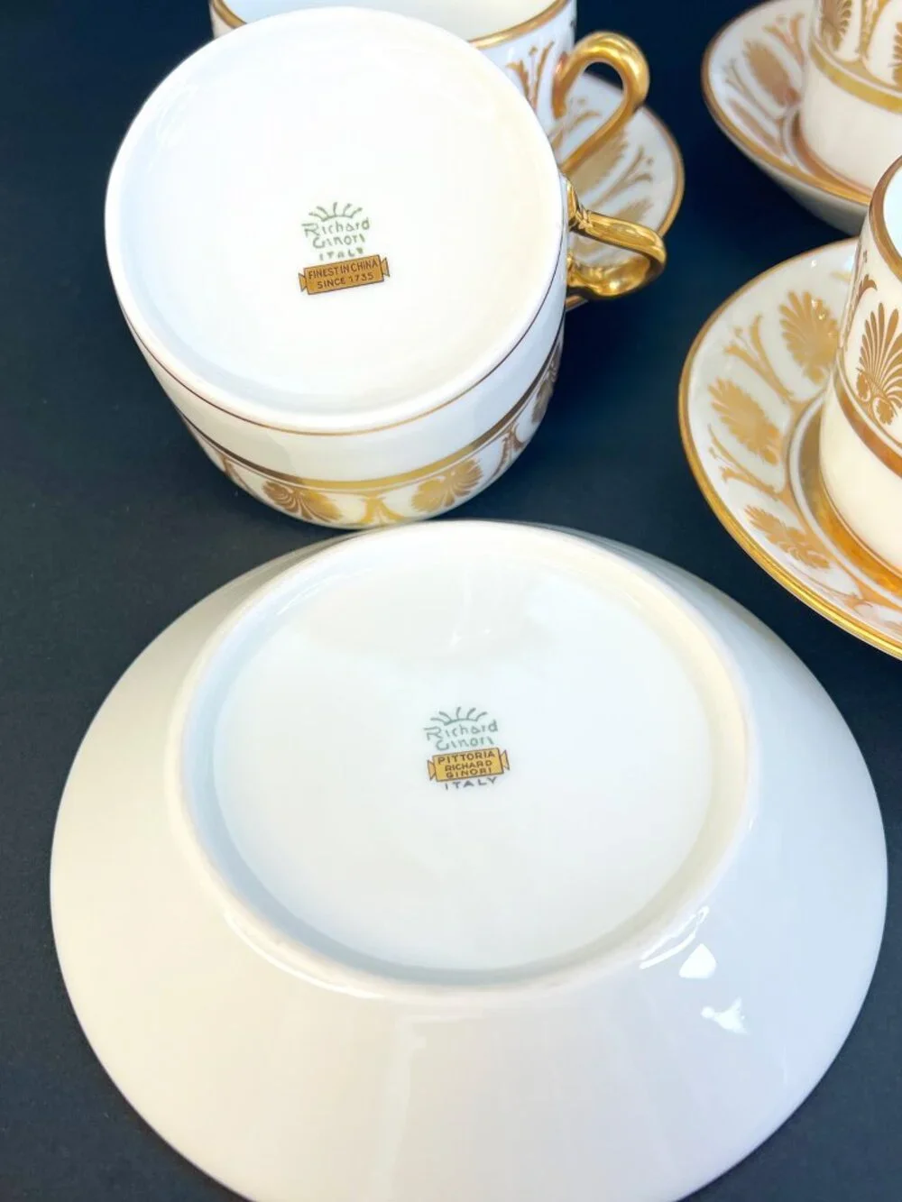Vintage Richard Ginori Italian Pompei 22k Gold - 30 Piece Tea Set